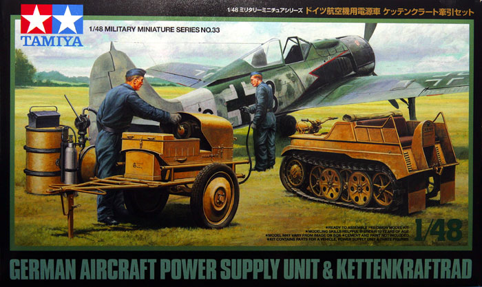 TAMIYA 1/48 German Aircraft Power Supply Unit & Kettenkraftrad Model Kit NEW